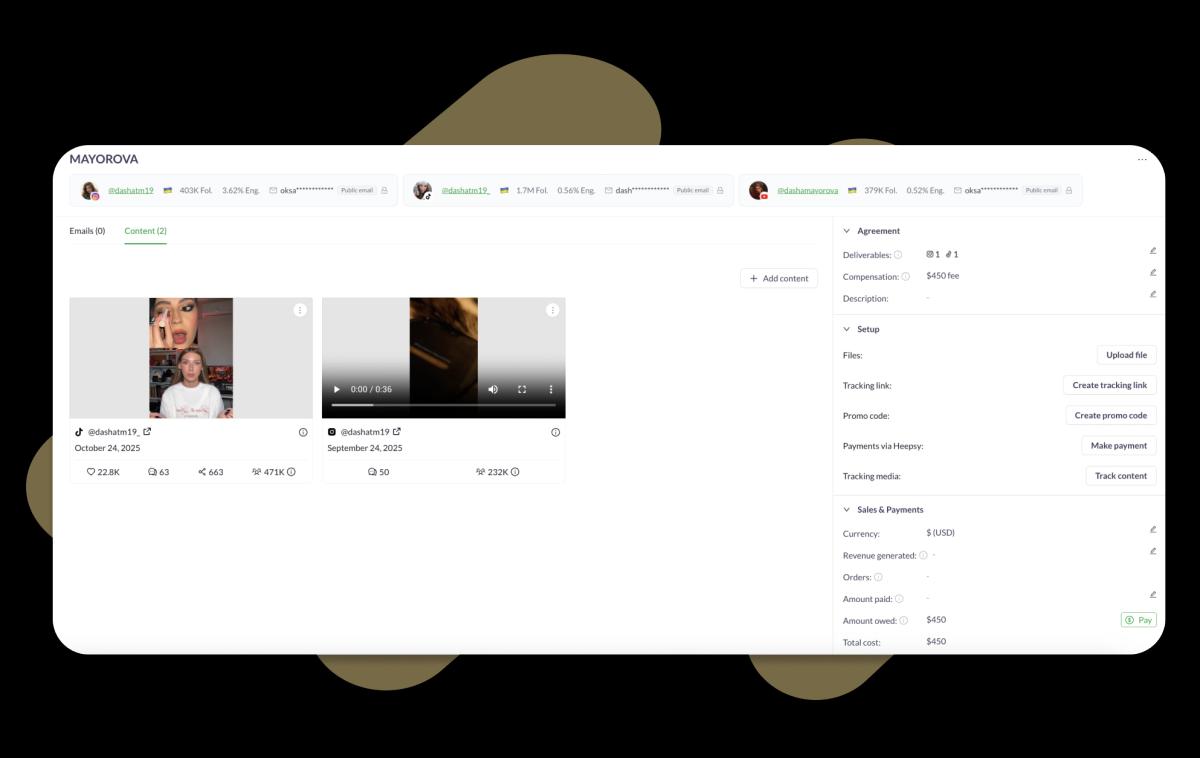 Managing Influencer Media Publications in Heepsy