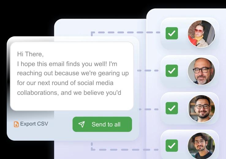 Bulk email and influencer outreach interface