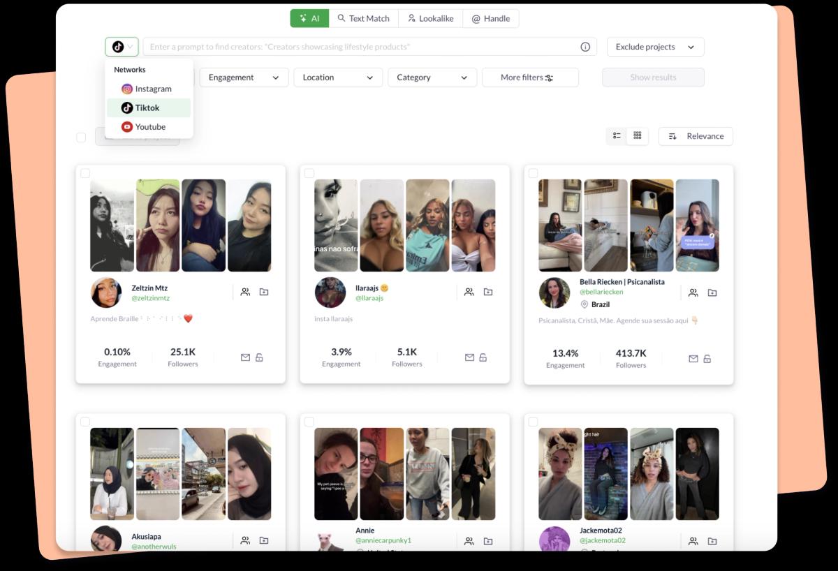 Access a database of 4M+ TikTok influencers